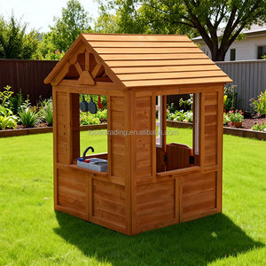 Casa de Juegos de Madera Resistente y Estable para Niños, Muebles de Jardín para Interiores y Exteriores, Diversión en el Patio - Product Image 1