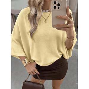 Suéter Oversize con Cuello Barco y Mangas Murciélago Blanco XXS para Mujer - Product Image 4