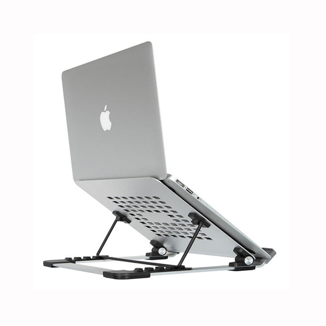 New 17 Inch Silver Aluminum Alloy Laptop Cooling Pad Steady 6-Level Angle Adjustable Foldable Stand for Laptop/PC/iPad/Tablet