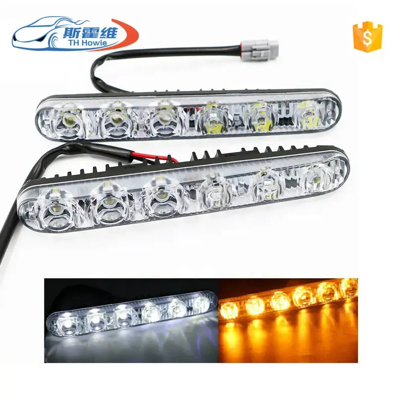 DRL Universal 18W 6SMD Auto LED Tagfahrlicht Zweifarbig Weiß Gelb DC12V Auto LED Tagfahrlicht