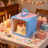 Boîte à gâteau portable pastel avec poignée 11*9*10cm, mini-boîte à dessert en carton blanc, emballage mignon pour macarons et pâtisseries à emporter