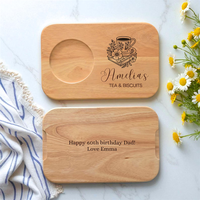 Plateau de service en bois personnalisé avec gravure de logo pour café, gâteaux, thé et biscuits