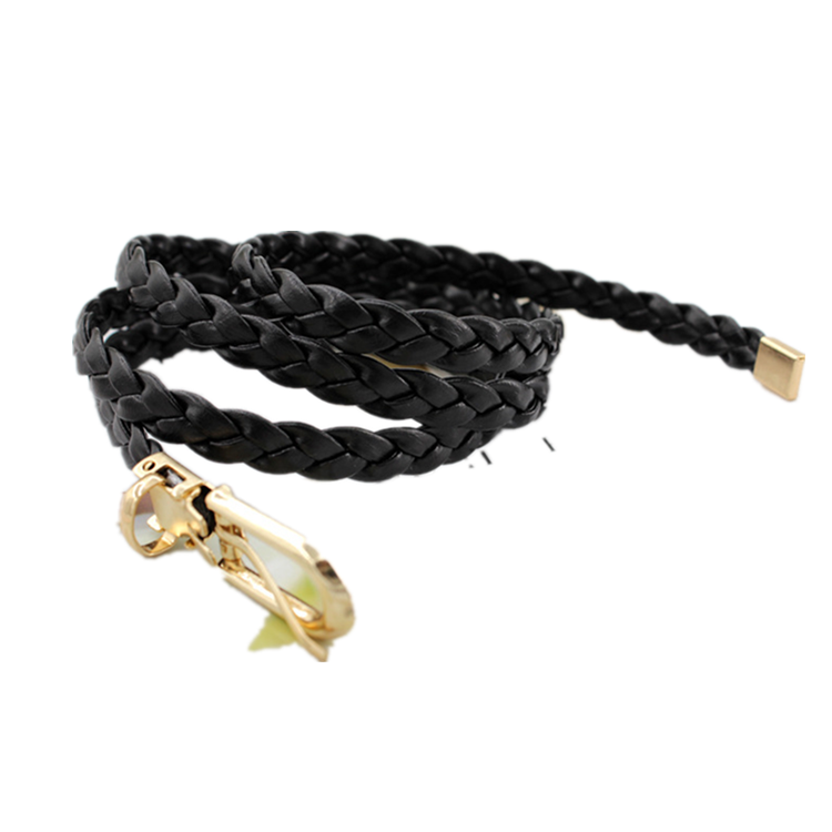 Горячая Распродажа Модный черный цвет основной продукт фабрики эластичный PU кожаный женский плетеный ремень