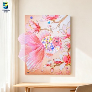 Dipinto 3D Originale Transfrontaliero <span class=keywords><strong>di</strong></span> Fiori e <span class=keywords><strong>Pesci</strong></span> in un Fiume, Creazione Fai-da-Te su Tela, Impermeabile ed Ecologico - Product Image 2