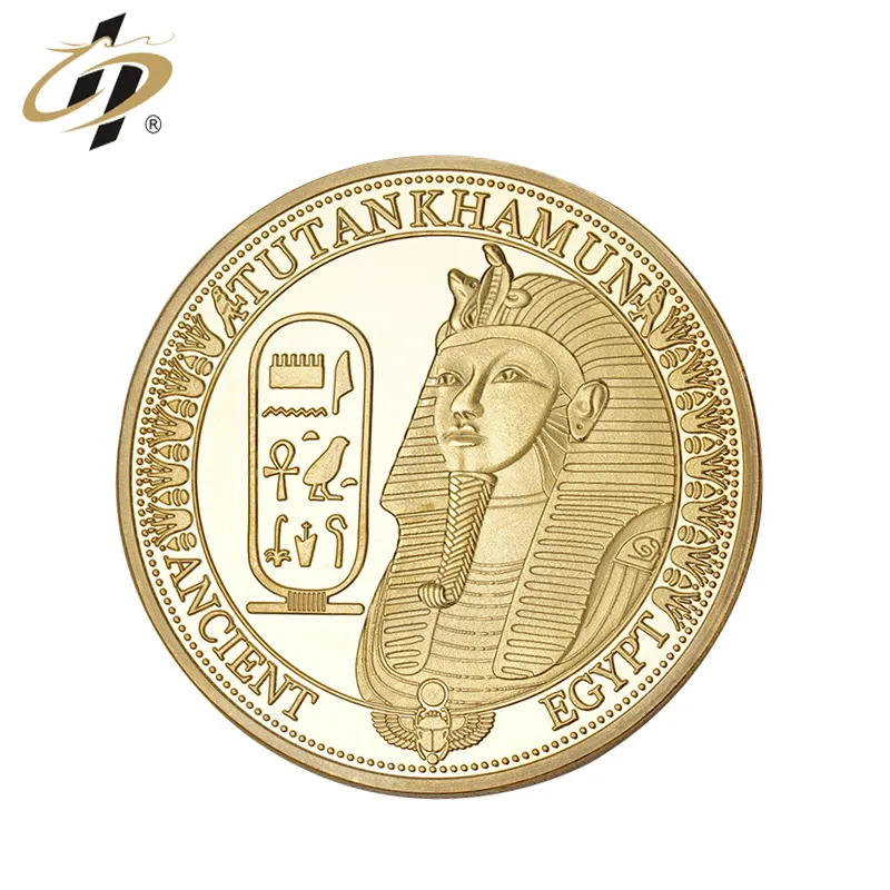 Moeda do desafio do egito do metal personalizado, moedas de lembrança do faraó do egípcio, tutankhamun