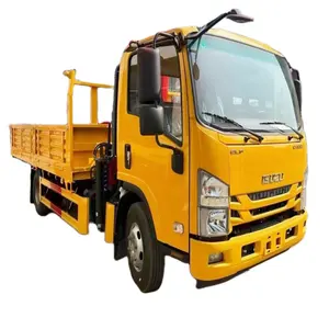 일본 사용 또는 새로운 ISUZU 덤프 트럭 장착 크레인 망원경 붐 너클 조작기 장착 크레인 트럭