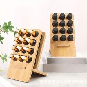 Exhibidor de Esmalte de Uñas de Bambú con 12 Compartimentos, Organizador de Cosméticos de Madera de 4 Niveles, Soporte para Aceites Esenciales de Escritorio, Ecológico - Product Image 1