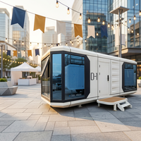 Maison capsule spatiale de luxe en structure acier, cabine modulaire préfabriquée, hôtel-resort, glamping, hébergement de camping, installation rapide