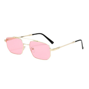 Hong Kong Style <b>Square</b> Sunglasses Metal <b>Frame</b> UV400 Protection Unisex Outdoor Sports Driving Cycling Sun Protection - Product Image 5