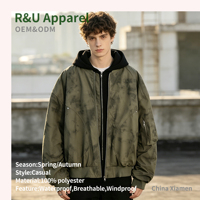 Blouson Bomber Rétro Américain à Capuche Ample Style Pilote Personnalisé pour Homme – Coupe-Vent Imperméable
