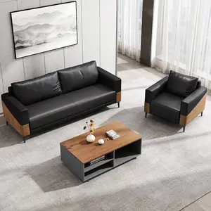 Juego de sofá de oficina de cuero sintético de lujo moderno, sofá de estilo europeo, Material de Pu de lujo para sala de estar y Villa