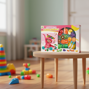 Carrito de Supermercado de Juguete 15x21x25 Cm para Niños con Frutas, Verduras y Cuchillo para Juego de Imitación - Product Image 2
