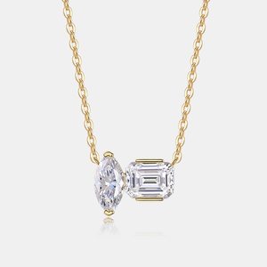 <span class=keywords><strong>Collar</strong></span> de Tenis de Lujo <span class=keywords><strong>con</strong></span> Moissanita Color D, <span class=keywords><strong>con</strong></span> <span class=keywords><strong>Esmeralda</strong></span> y Corte Marquesa, <span class=keywords><strong>Collar</strong></span> Doble de Oro de 18K, Joyería Fina - Product Image 4