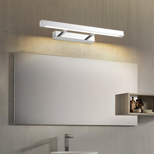 Miroir lumineux LED moderne à fixation murale, finition chromée industrielle, lumière de salle de bain, aluminium imperméable - Product Image 6