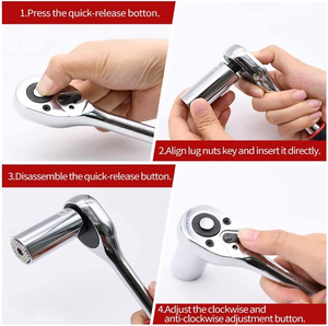 Factory Supply <strong>Ratchet</strong> <strong>Wrench</strong> Set, 1/4" 3/8" 1/2" Quick-release Retractable Socket <strong>Wrench</strong> Reversible - Product Image 6