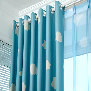 Cortinas con Ojales y Cenefas con Estampado de Nubes, 100% Poliéster, Ecológicas, Opacas, Modernas, para Todas las Estaciones, para Dormitorio Infantil, Servicio OEM/ODM - Product Image 4
