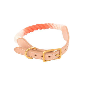 SinSky Macaron Arco Iris Gradiente Color Algodón Cuero Cuerda Hebilla de metal Durable Ajustable Gato Perro <span class=keywords><strong>Collar</strong></span> y Correa Set - Product Image 4