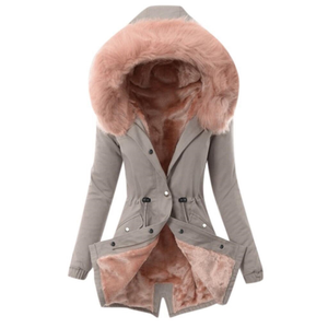 Veste d'hiver chaude pour <span class=keywords><strong>femme</strong></span>, manteau doublé en <span class=keywords><strong>polaire</strong></span>, <span class=keywords><strong>Parka</strong></span> avec fourrure à capuche, veste chaude pour <span class=keywords><strong>femme</strong></span> - Product Image 2