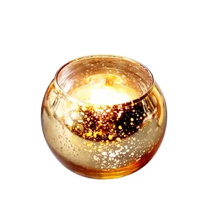 Gold Farbe Runde Glas Kerze Votiv Kerzenhalter Goldene Farbe Glass chale Kerzenhalter