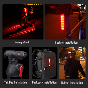 Feu arrière de vélo intelligent ThinkRider à LED laser, 5 modes, double support avec capteur de freinage automatique, alimenté par batterie - Product Image 2