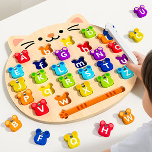 Gioco in Legno per Motricità Fine: Apprendimento Lettere, Alfabeto, Numeri, Cattura il Topo, <span class=keywords><strong>Puzzle</strong></span> ABC - Product Image 1