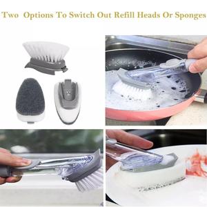 Cepillo dispensador de jabón con mango largo de plástico, Juego de cepillos de limpieza - Product Image 5