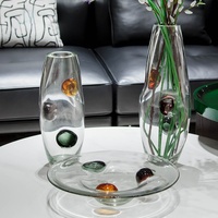 Vase en verre cristal K9 au design moderne et épuré, transparent, abstrait, pour décoration de table de salon intérieur, pièce maîtresse élégante