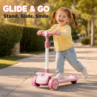 Trottinette pour tout-petits à 3 roues ODM OEM avec guidon réglable en hauteur, musique, lumière, roues en PP, acier et PU pour enfants