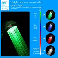 Douche à main à LED Contrôle de la température 7 couleurs SPA Mineral Ionic Salle de bain Pomme de douche en plastique LED Douche à main haute pression