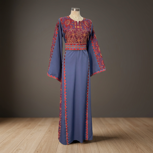 Elegant Women's Palestine Thobe Satin Straight Long Sleeves Handmade Premium Embroidery Breathable Vintage Modest Evening Party - Product Image 3
