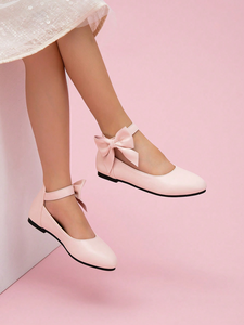 Zapatos Mary Jane de Princesa para Niñas, Zapatos de Vestir Planos de Moda con Suela Suave de Cuero, Hebilla con Lazo y Diseño a Cuadros - Product Image 3