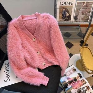 Meilleure vente femmes <span class=keywords><strong>pull</strong></span> flou confort Texture douce chaleur confortable élégant tricots décontractés moelleux Faux vison tricoté Cardigan <span class=keywords><strong>pull</strong></span> - Product Image 3