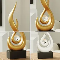 Statue Flamme Abstraite, Décoration de Salon, Sculpture Boule de Cristal, Design Moderne, Décoration Intérieure, Ornements de Table et d'Étagère, Artisanat en Résine