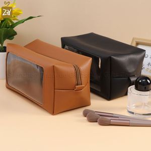 <b>Clear</b> Makeup Travel Cosmetic <b>Bags</b> Multipurpose Pu Leather <b>Toiletry</b> <b>Bag</b> With Zipper - Product Image 5