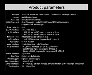 JGINYUE B350I-PLUS AM4マザーボードはAMD Ryzen R3 R5 R7 1/<span class=keywords><strong>2</strong></span>/3/4/5th CPUプロセッサーDDR4デュアルチャンネルメモリーRAM M-ATXをサポート - Product Image 4