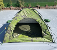 Tente d'extérieur pour 1 à 2 personnes, légère, imperméable, abri en dôme camouflage avec poteaux en fibre de verre pour le camping d'été
