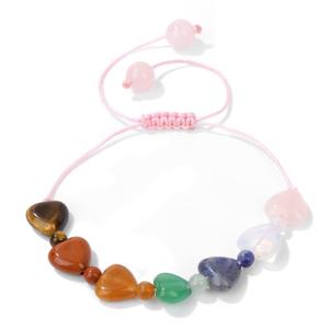 Pierre naturelle 7 Chakra Rose Quartz Coeur Bracelet Cordon <span class=keywords><strong>Tissage</strong></span> À La Main Coloré Amour pour Femmes Filles Cadeaux - Product Image 2