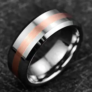 Ouyuan sell Classic silver plated rose gold matted wedding band tungsten ring for men women couples