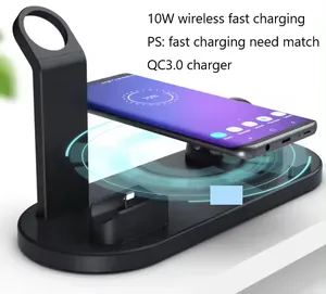 Top Selling Products 2024 Tabletop Fast Charging 6 In 1 Rotate Holder Universal Wireless Charger For Phone