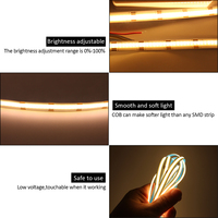 Bande LED COB CCT Epistar 5M 12V DC 608 LED 10MM PCB Haute Densité Flexible Ra90 Ruban Linéaire IP20 Dimmable Double Blanc