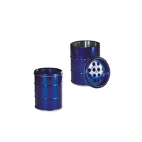 Cenicero de hojalata azul con forma de barril personalizado con agujeros Cenicero de metal redondo para cigarrillos | Soporte para cenizas de hojalata sin humo OEM