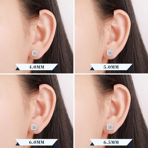 Boucles <span class=keywords><strong>d</strong></span>'oreilles clous carrées en moissanite avec halo, testées au <span class=keywords><strong>diamant</strong></span>, en or blanc et argent sterling 925, bijoux fins pour hommes et femmes - Product Image 5