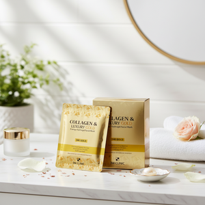 Masque facial en hydrogel d'or de luxe K-Beauty coréen 3W CLINIC, infusé de collagène et de minéraux, anti-rides, hydratant, pour tous types de peau - Product Image 3