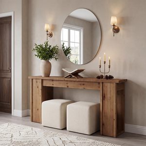 โต๊ะคอนโซลไม้สไตล์เรโทร SENYU พร้อมชั้นวางของสำหรับทางเข้าบ้าน - Product Image 6