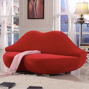 Modern iki kişilik ev mobilya oturma odası kanepe loveseat kanepe sıcak kırmızı dudak seksi flaming öpücük şekilli kanepe