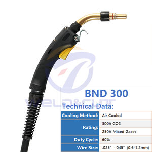 Profesional BND 350 Series Euro Quick Connect MIG Soplete de soldadura Mango curvo Pistola refrigerada por aire 10/12/15 pies - Product Image 2