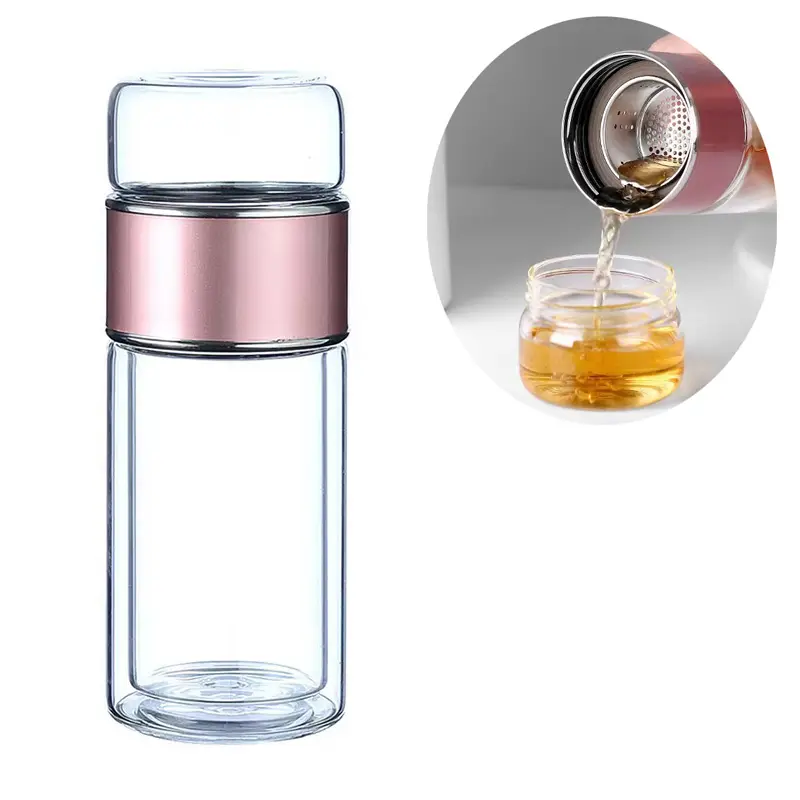 Amazon Best Selling Double Wall Fashionable Tumbler Glass Tea Water Separation Cup With Filter
