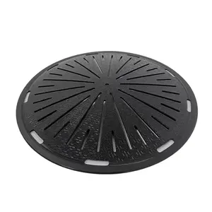 Rookloze 295Mm Commerciële Anti-Stick Koreaanse Barbecueplaat Rvs Ronde Bbq Pan Bbq Grillplaat Met Gaten