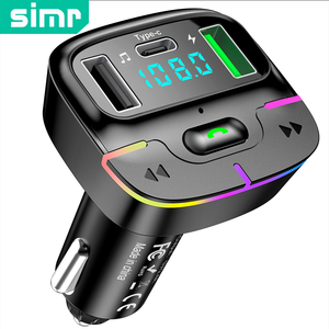 Simr W1 Lecteur MP3 <span class=keywords><strong>Bluetooth</strong></span> coloré pour <span class=keywords><strong>voiture</strong></span>, émetteur <span class=keywords><strong>FM</strong></span>, chargeur de <span class=keywords><strong>voiture</strong></span>, double USB, récepteur <span class=keywords><strong>Bluetooth</strong></span>, charge Type-C, <span class=keywords><strong>kit</strong></span> mains libres pour <span class=keywords><strong>voiture</strong></span> - Product Image 1
