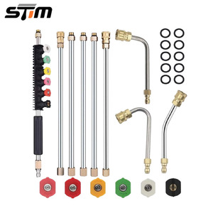 Stm High Pressure Washer <b>Extension</b> <b>Rod</b> Set 10 Pc Stainless Steel 1/4 Inch Quick Connect 4000Psi U Shape Nozzle Kit - Product Image 1